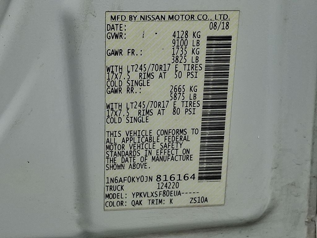 2018 Nissan NV2500 HD SV Standard Roof