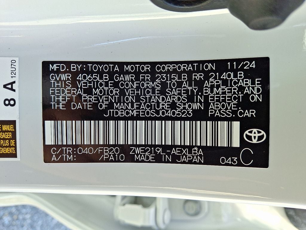 2025 Toyota Corolla Hybrid LE